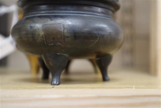 Two Chinese bronze tripod censers